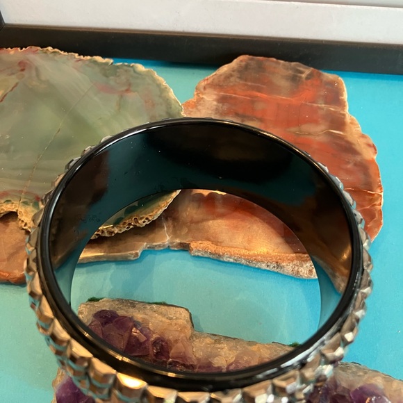 BANGLE BRACELET BLACK AND SILVER - Picture 3 of 8